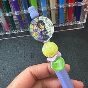 Kids Purple and Green Decorative Pen with Character Top